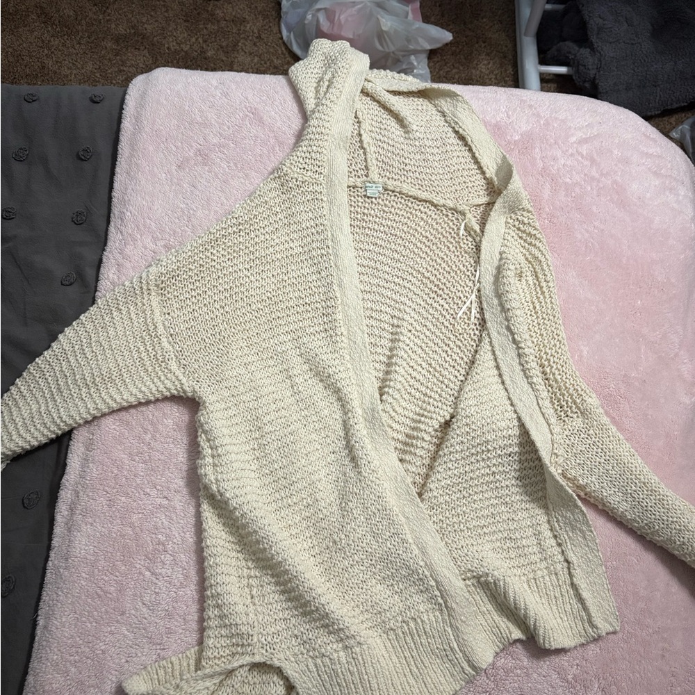 Aerie Cream Chunky Knit Cardigan Sweater